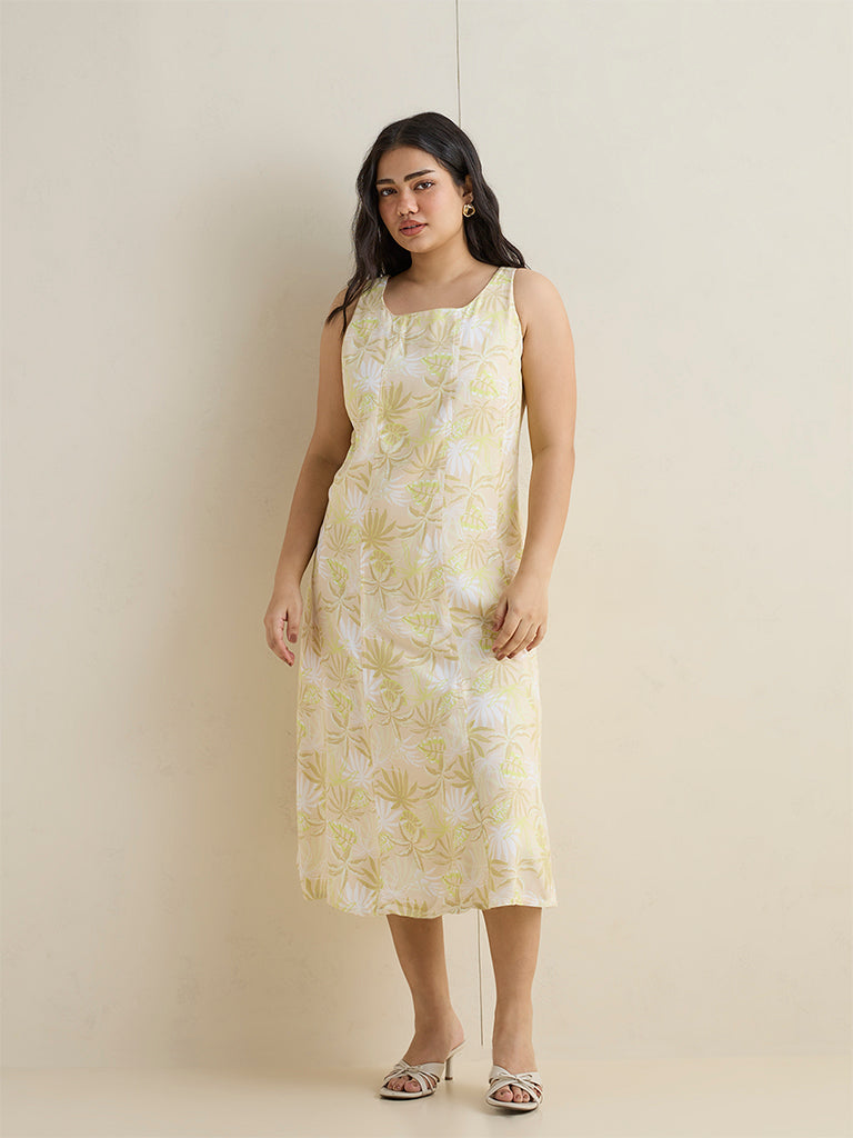 Gia Green Botanical Printed A-Line Dress