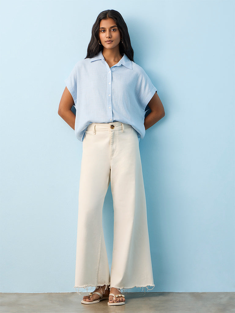 LOV Light Blue Solid Shirt