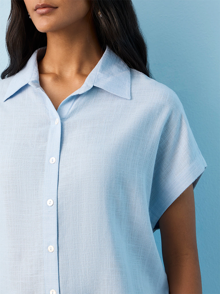 LOV Light Blue Solid Shirt