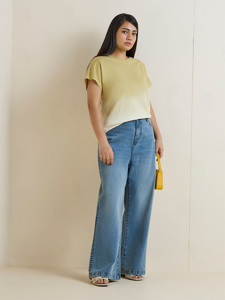 Gia Khaki Ombre-Finish Cotton T-Shirt