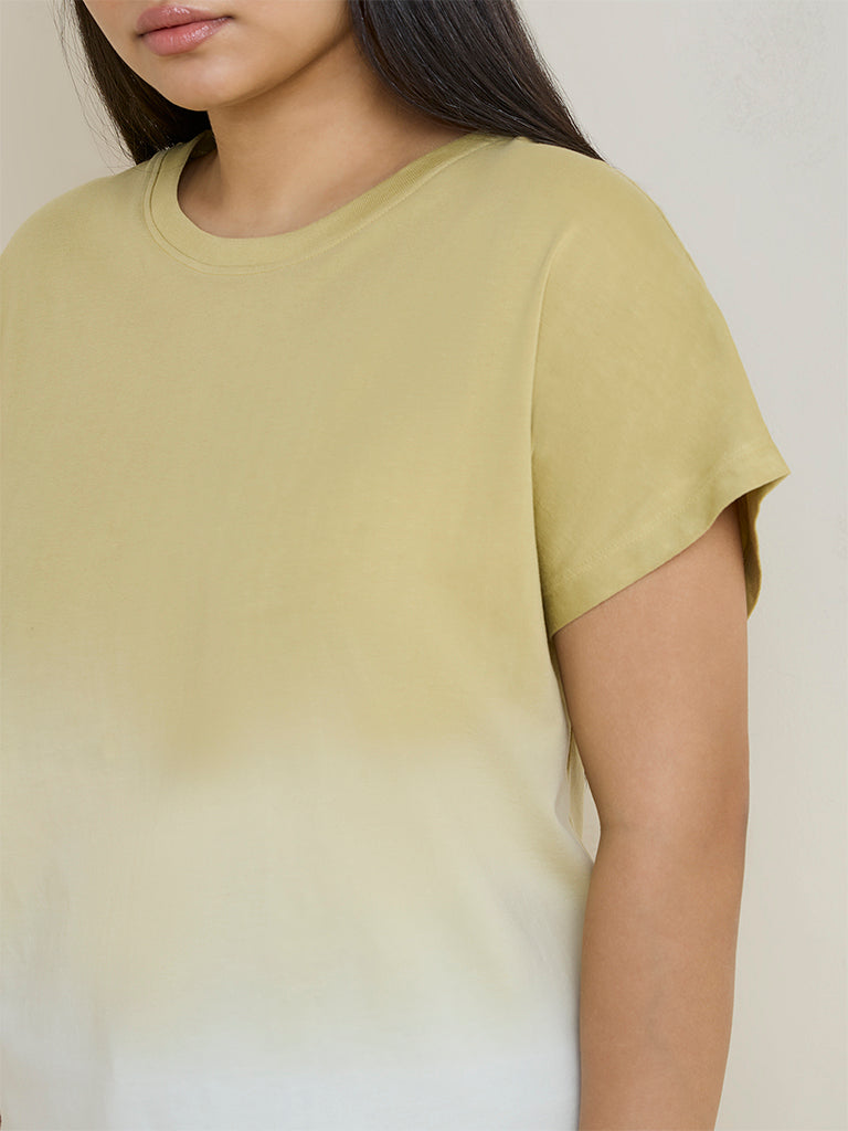Gia Khaki Ombre-Finish Cotton T-Shirt