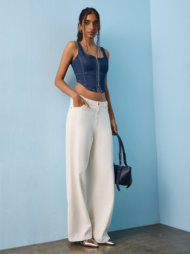 Nuon Dark Blue Denim Bustier Top