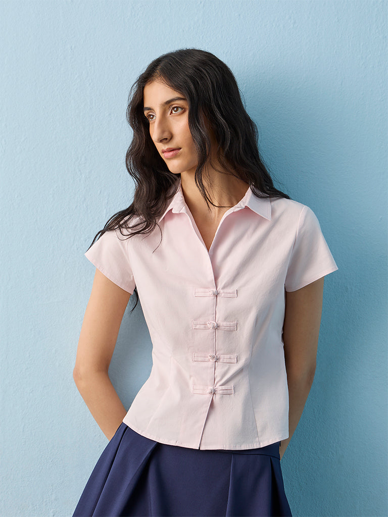 Nuon Light Pink Solid Blouse