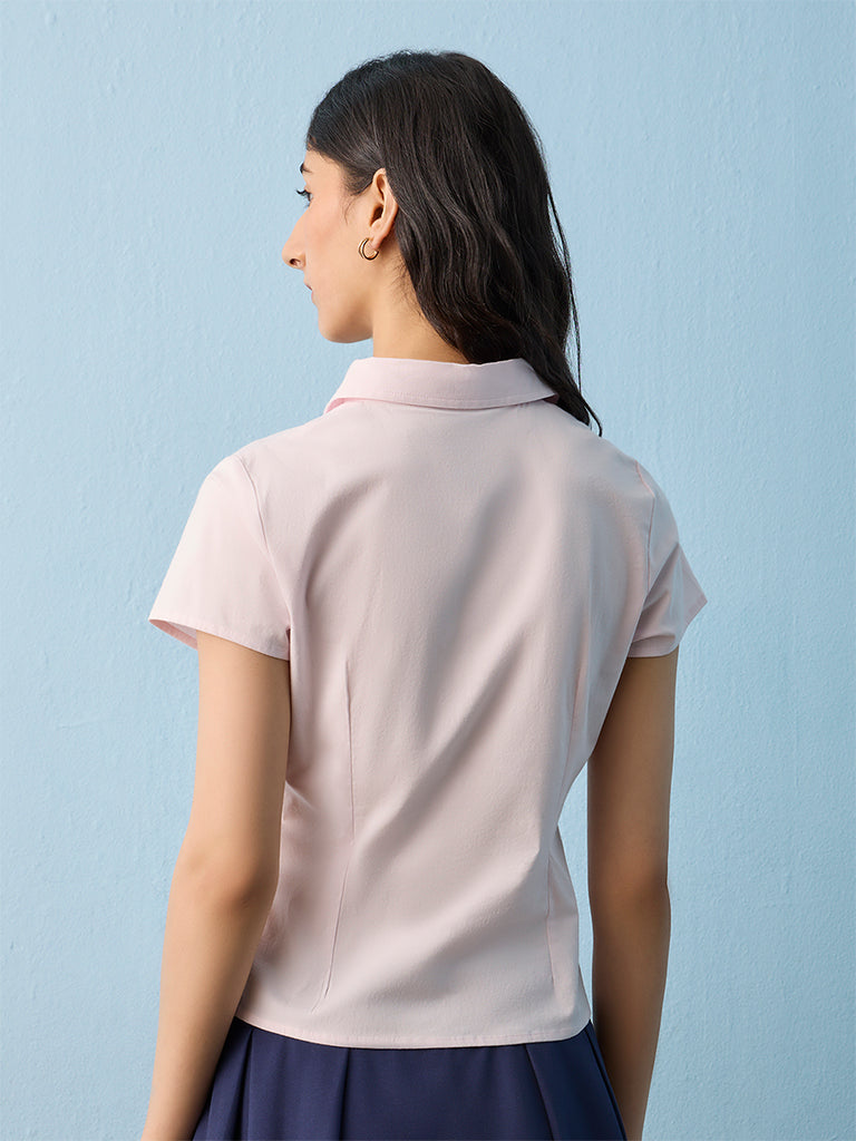 Nuon Light Pink Solid Blouse