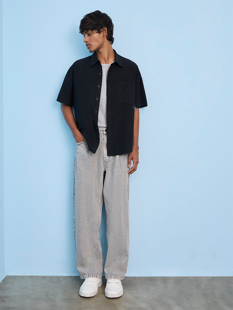 Nuon Charcoal Boxy-Fit Cotton Shirt