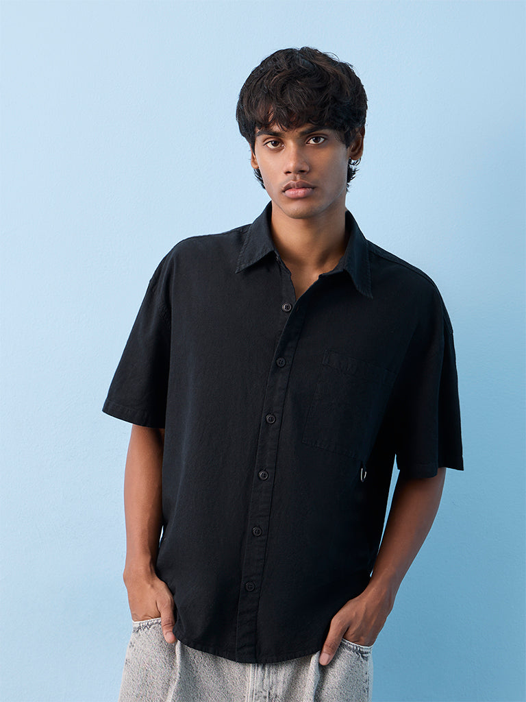 Nuon Charcoal Boxy-Fit Cotton Shirt