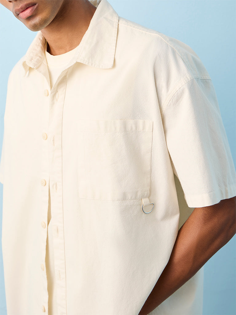 Nuon Off-White Boxy-Fit Cotton Shirt