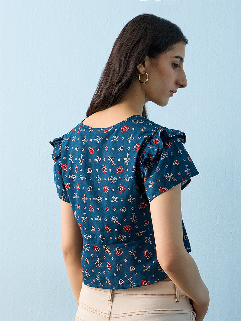 Bombay Paisley Indigo Printed Cotton Top