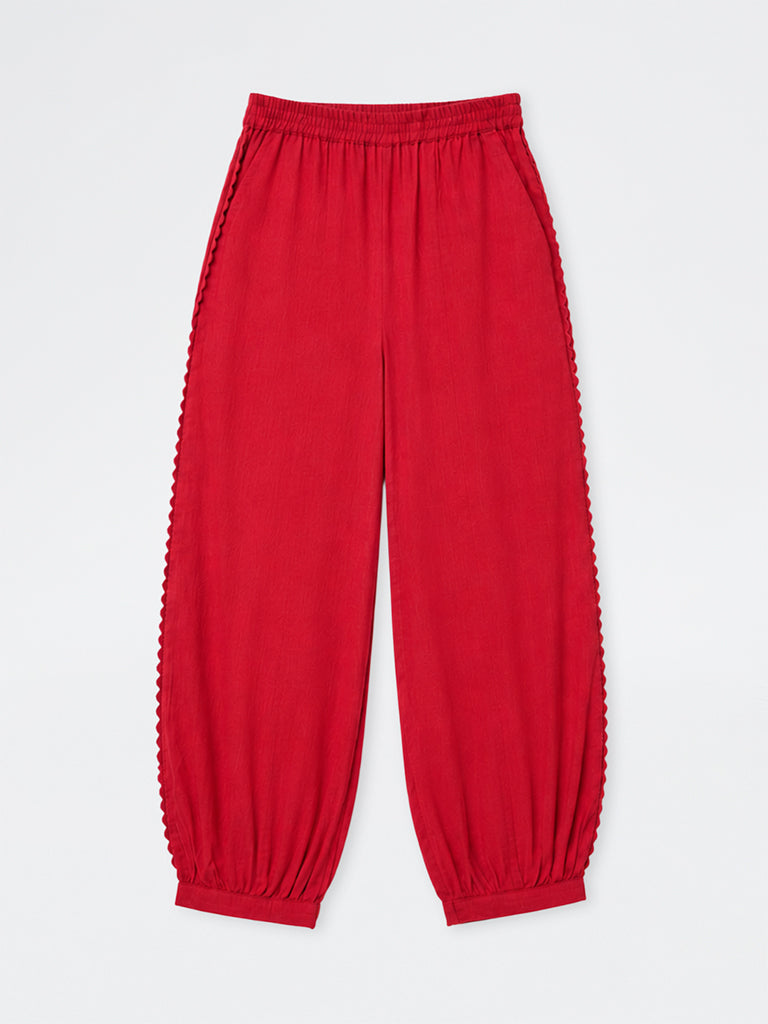 Utsa Kids Girls Red Cotton Ethnic Pants - (8-14 yrs)