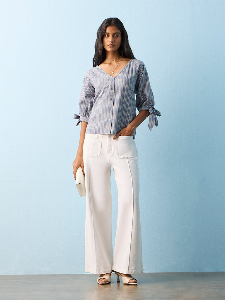 LOV Light Blue Striped Blouse