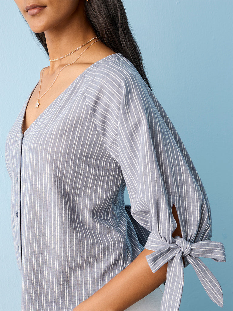 LOV Light Blue Striped Blouse