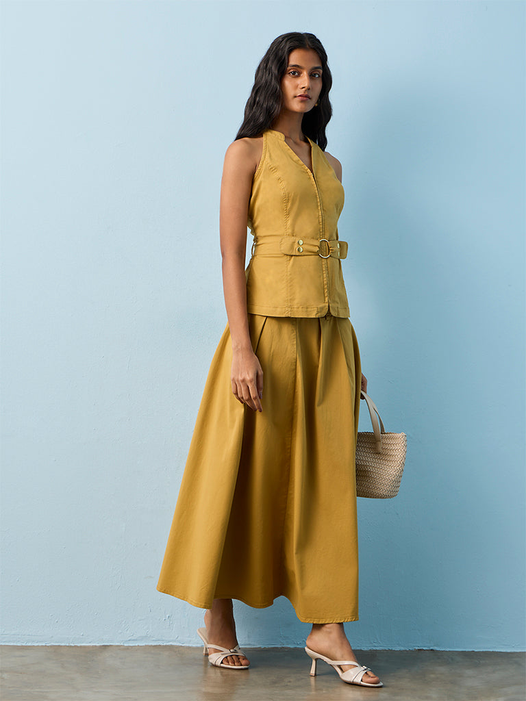 LOV Khaki Cotton-Blend Waistcoat with Belt