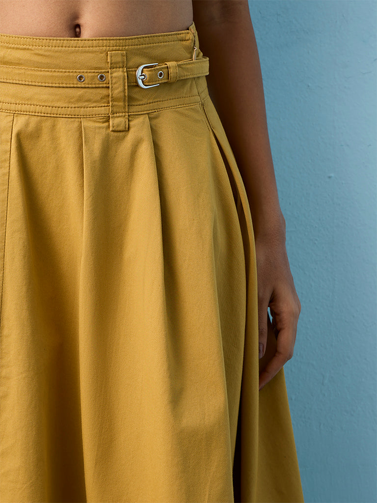 LOV Khaki High-Rise Cotton-Blend Skirt