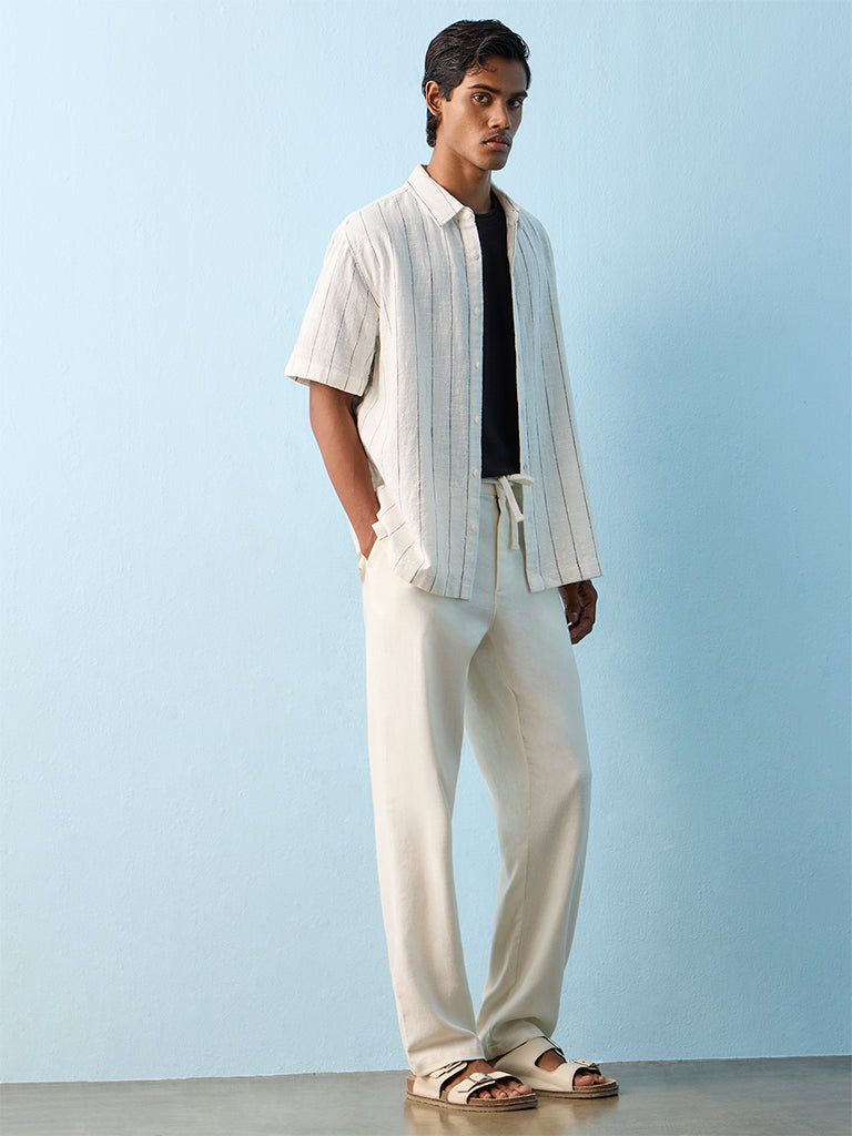 ETA Off-White Striped Relaxed-Fit Cotton Shirt