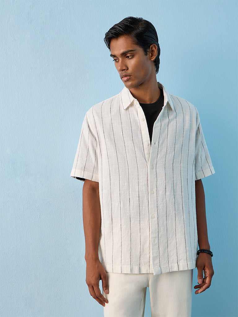 ETA Off-White Striped Relaxed-Fit Cotton Shirt