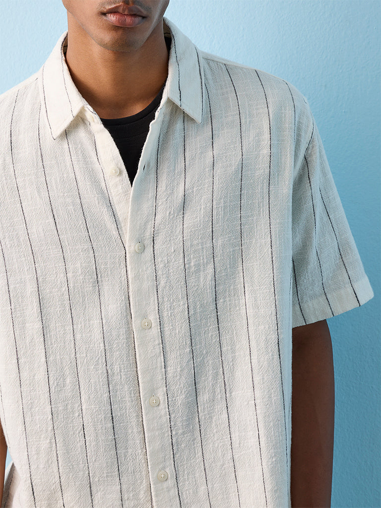 ETA Off-White Striped Relaxed-Fit Cotton Shirt