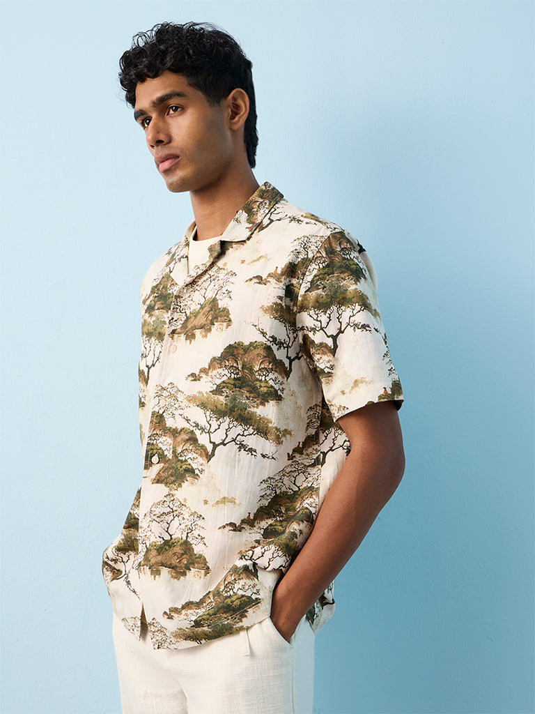 ETA Green Nature-Inspired Relaxed-Fit Cotton-Blend Shirt