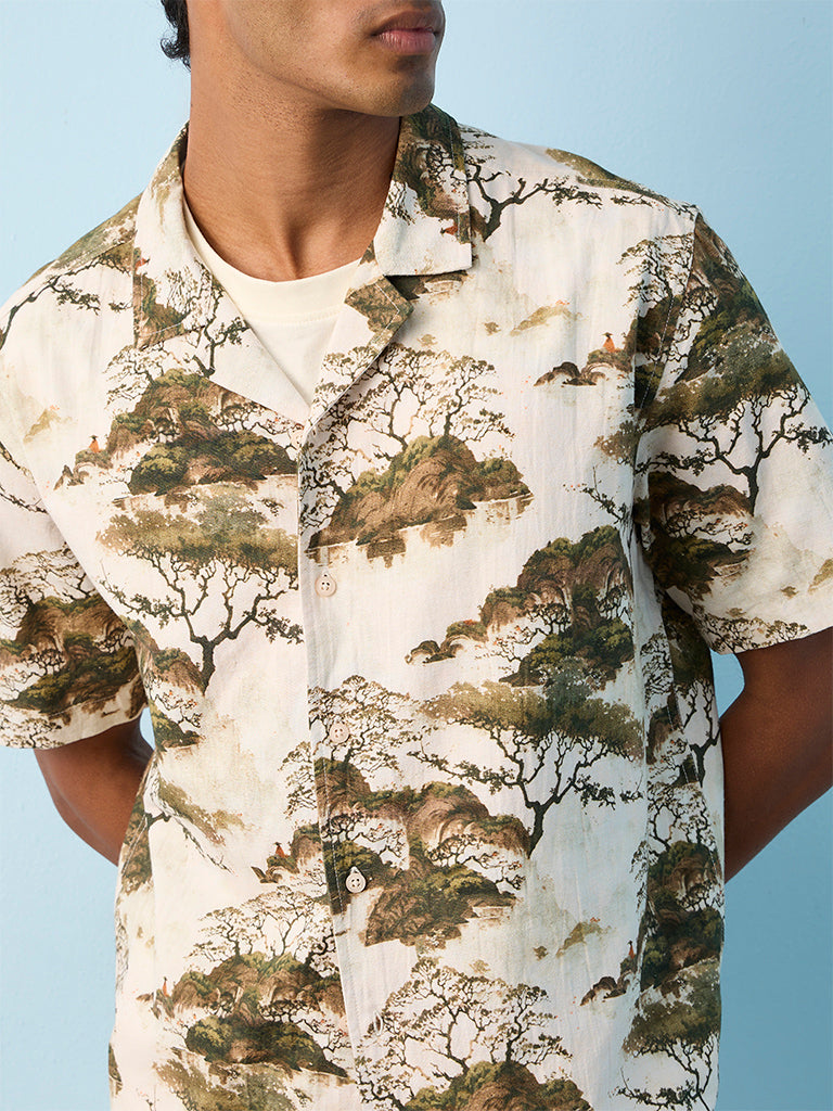 ETA Green Nature-Inspired Relaxed-Fit Cotton-Blend Shirt