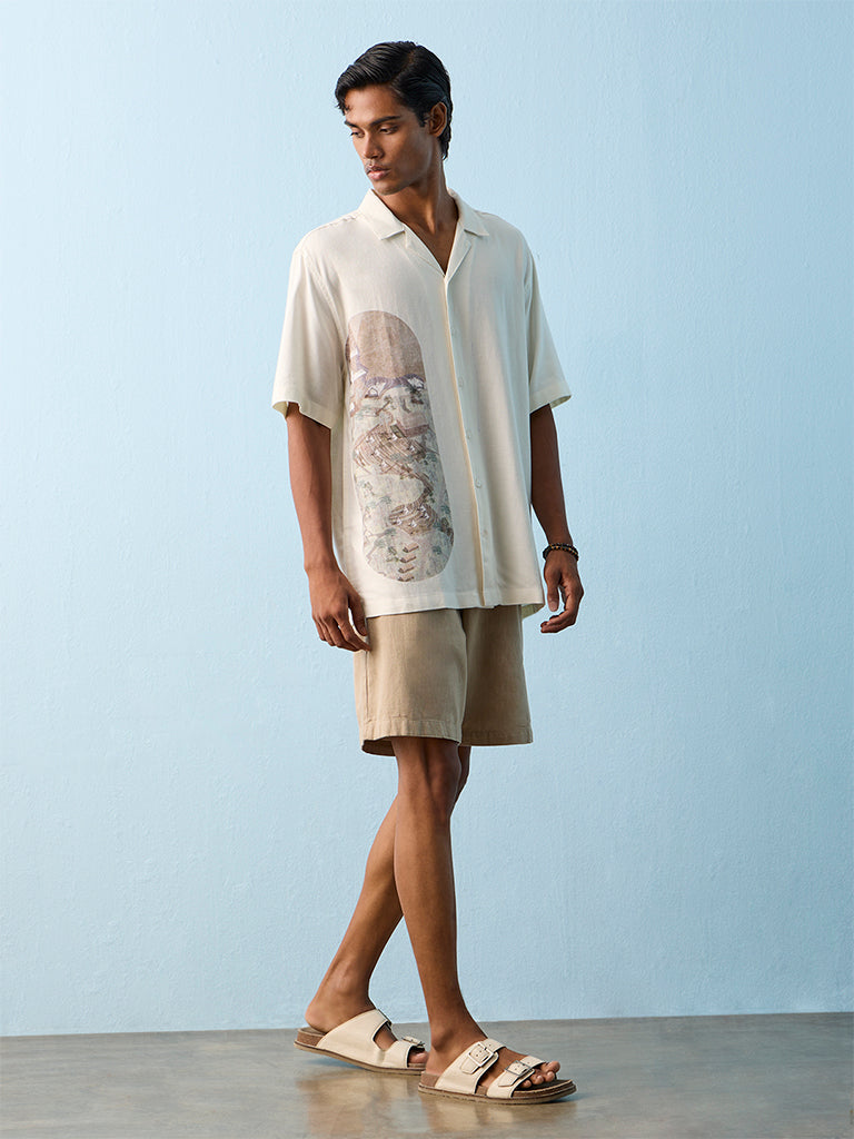 ETA Off White Scenic-Printed Relaxed-Fit Shirt