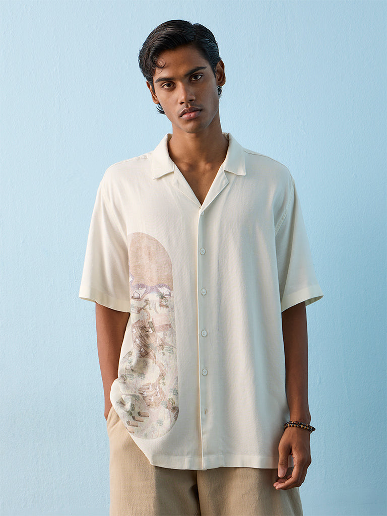 ETA Off White Scenic-Printed Relaxed-Fit Shirt