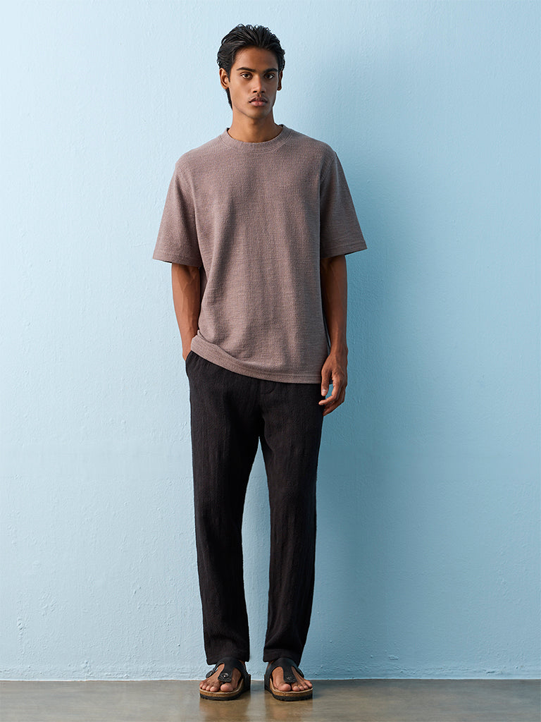 ETA Charcoal Textured Relaxed-Fit Cotton-Blend T-Shirt