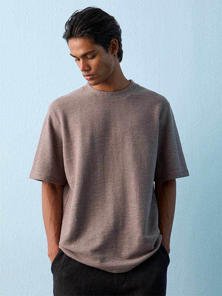 ETA Charcoal Textured Relaxed-Fit Cotton-Blend T-Shirt