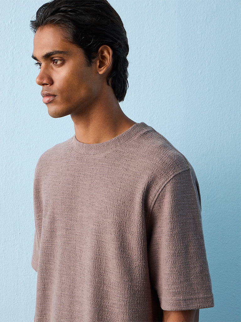 ETA Charcoal Textured Relaxed-Fit Cotton-Blend T-Shirt