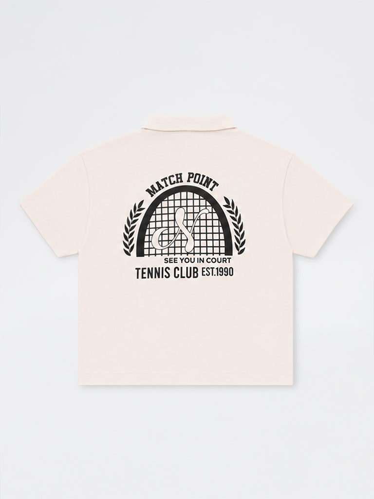 Boys Off-White Printed Cotton-Blend Polo T-Shirt