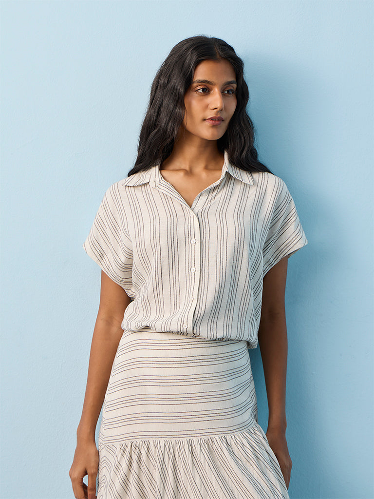 LOV Off-White Striped Blouse