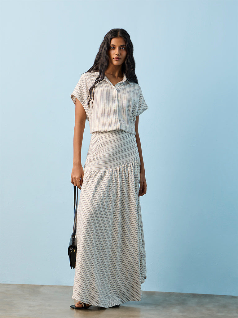 LOV Off-White Striped Blouse