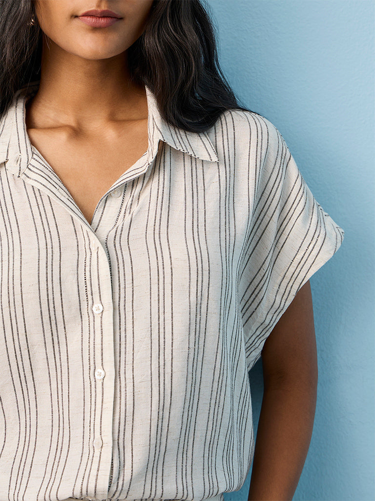 LOV Off-White Striped Blouse
