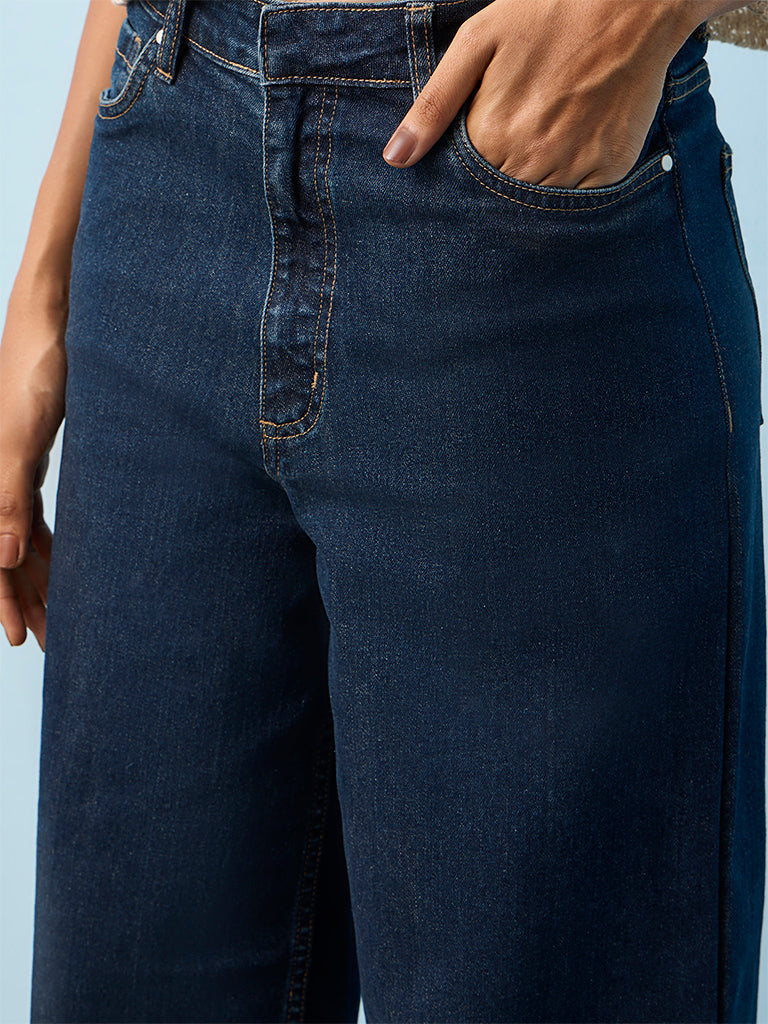 LOV Dark Blue Flared High-Rise Jeans