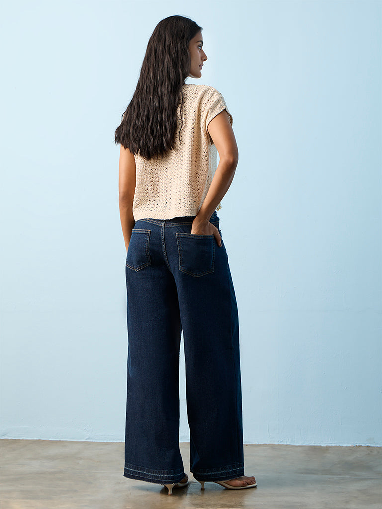 LOV Dark Blue Flared High-Rise Jeans