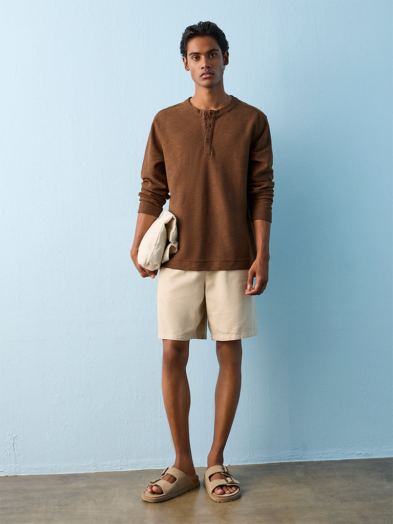 ETA Dark Brown Relaxed-Fit Cotton-Blend T-Shirt