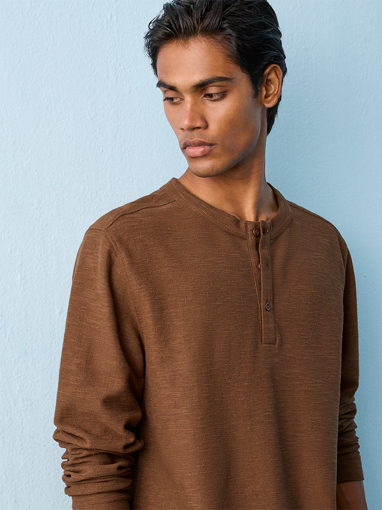 ETA Dark Brown Relaxed-Fit Cotton-Blend T-Shirt