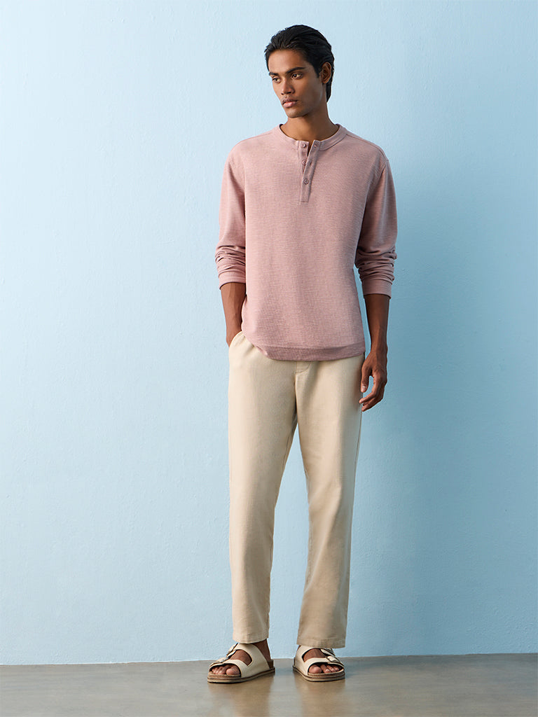 ETA Dusty Pink Relaxed-Fit Cotton-Blend T-Shirt