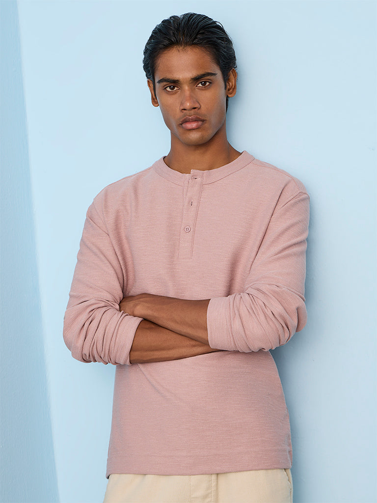 ETA Dusty Pink Relaxed-Fit Cotton-Blend T-Shirt