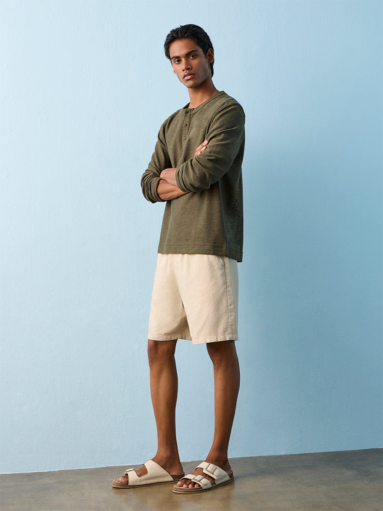 ETA Olive Relaxed-Fit Cotton-Blend T-Shirt