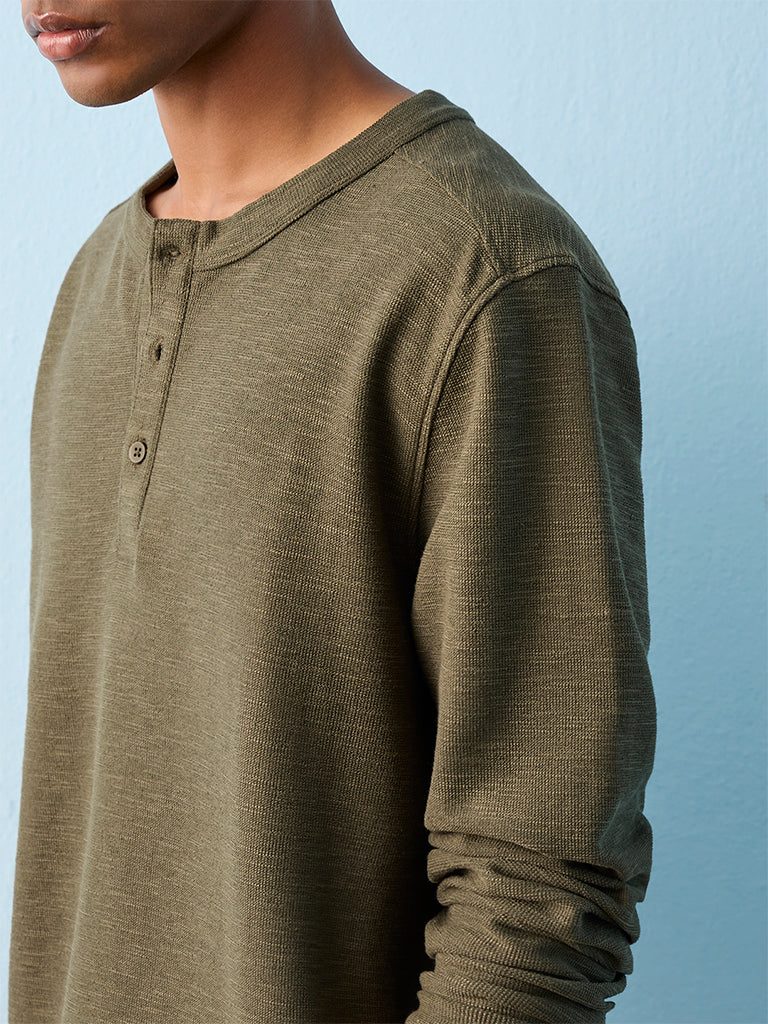 ETA Olive Relaxed-Fit Cotton-Blend T-Shirt