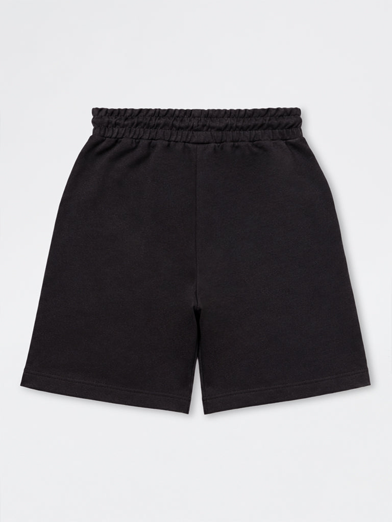 Boys Black Mid-Rise Cotton-Blend Shorts
