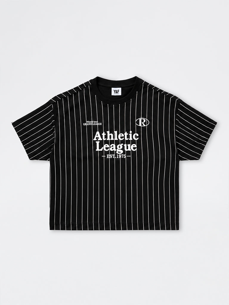 Boys Black Striped Cotton T-Shirt