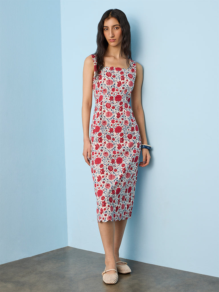 Bombay Paisley Multicolour Floral Cotton-Blend Straight Dress