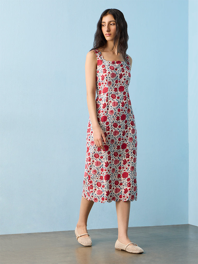 Bombay Paisley Multicolour Floral Cotton-Blend Straight Dress