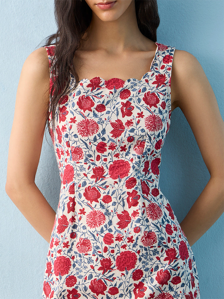 Bombay Paisley Multicolour Floral Cotton-Blend Straight Dress