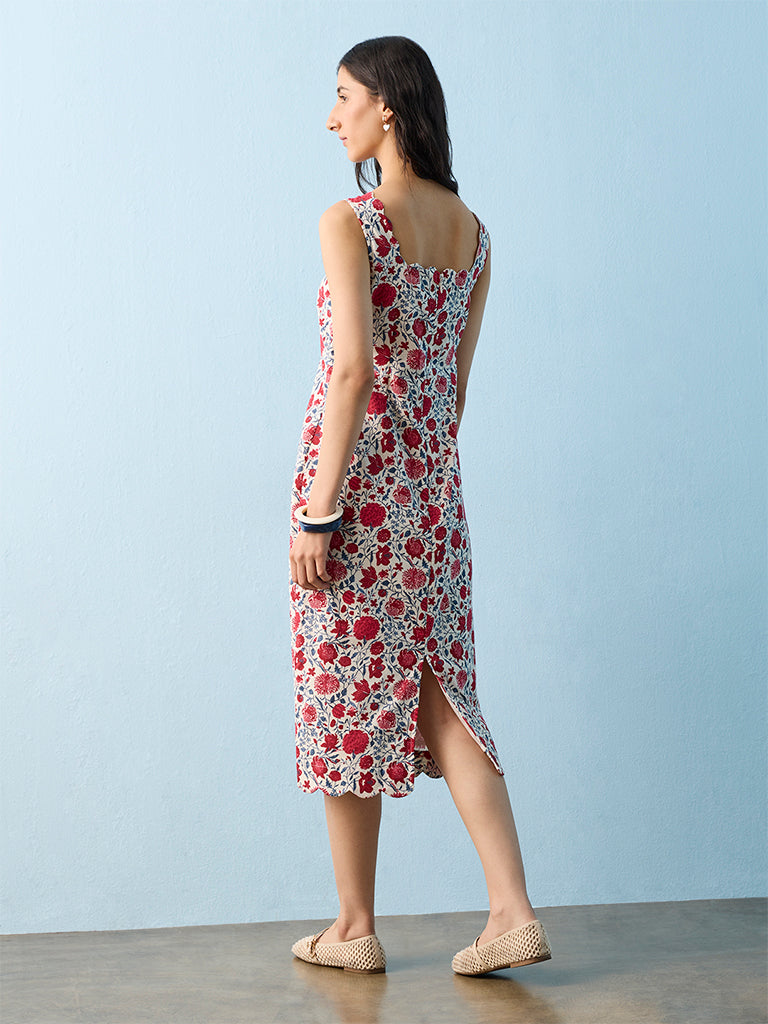 Bombay Paisley Multicolour Floral Cotton-Blend Straight Dress