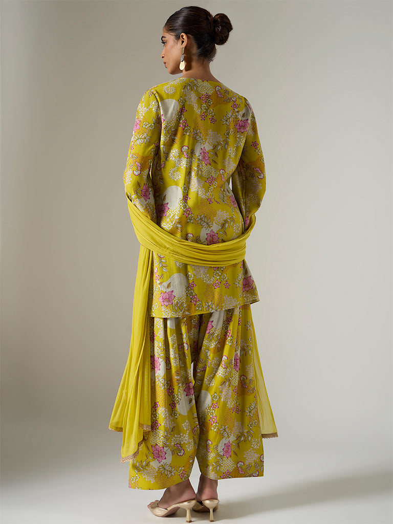 Vark Lime Botanical Pattern A-Line Ethnic Set