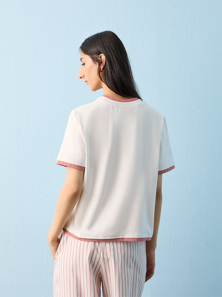 Nuon Off-White Graphic Printed Cotton T-Shirt