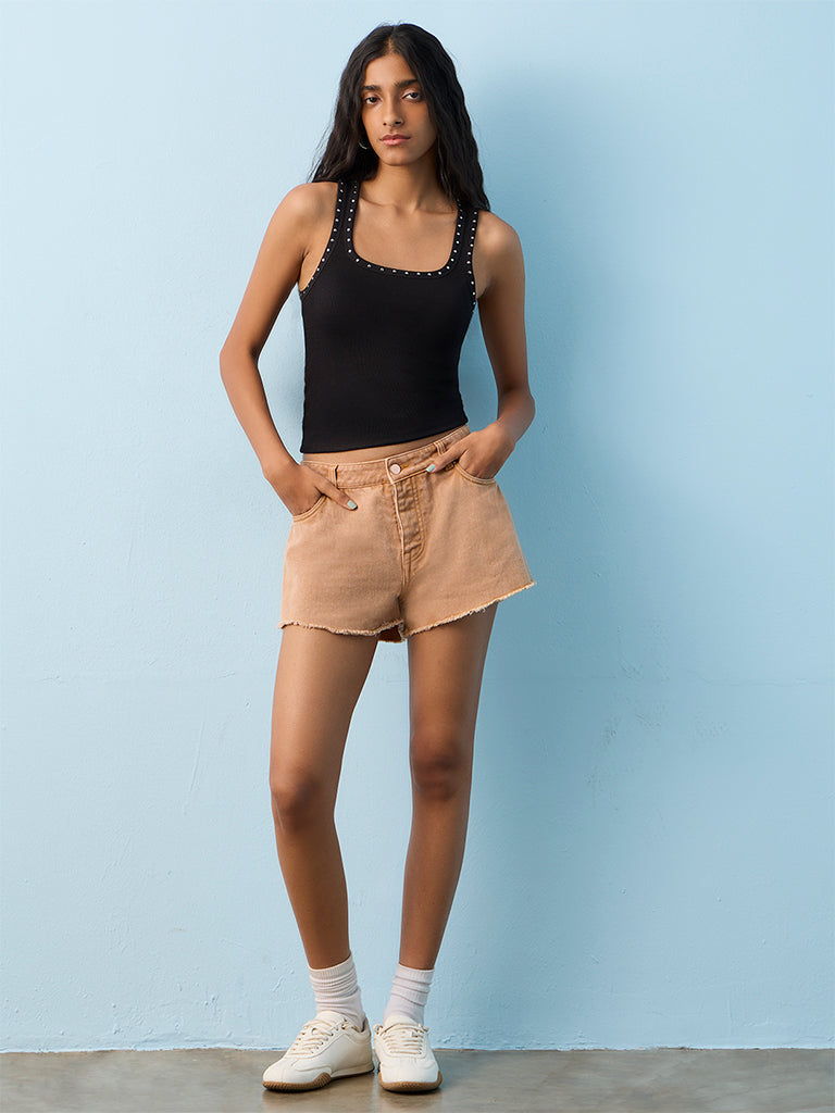 Nuon Black Embellished Tank Top