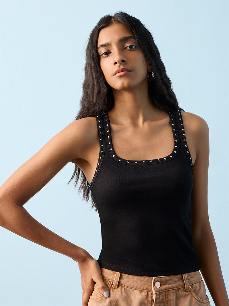 Nuon Black Embellished Tank Top