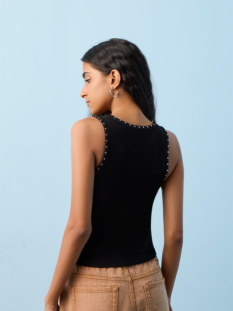 Nuon Black Embellished Tank Top
